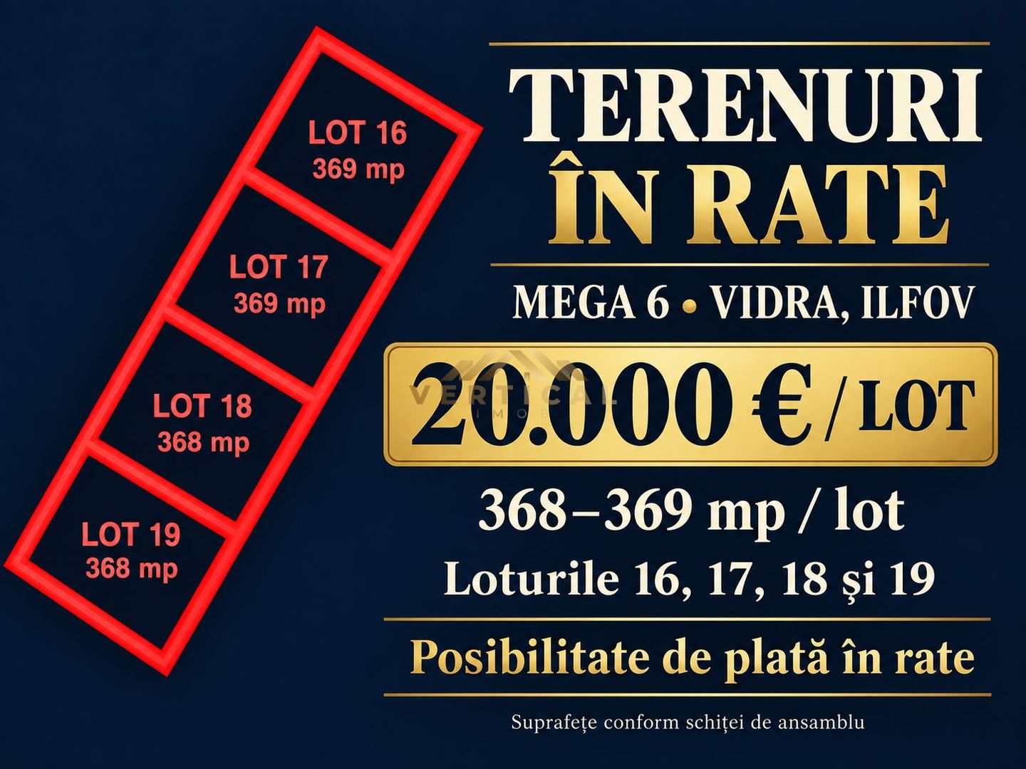 Teren în rate, Vidra – MEGA 6 | 368–369 mp | 20.000 euro - Poză 2