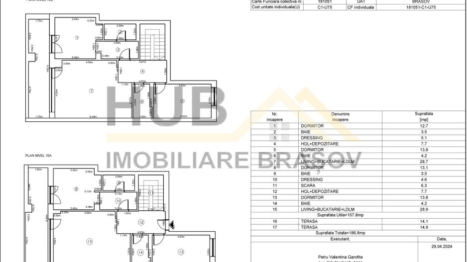 De vanzare Penthouse 2 Nivele | 6 Camere | Racadau | 158mp Utili - Poză 14