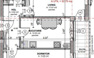 Apartament decomandat cu 2 camere-s.utila 53.46 mp, balcon 6,14- loc de parcare - Poză 2