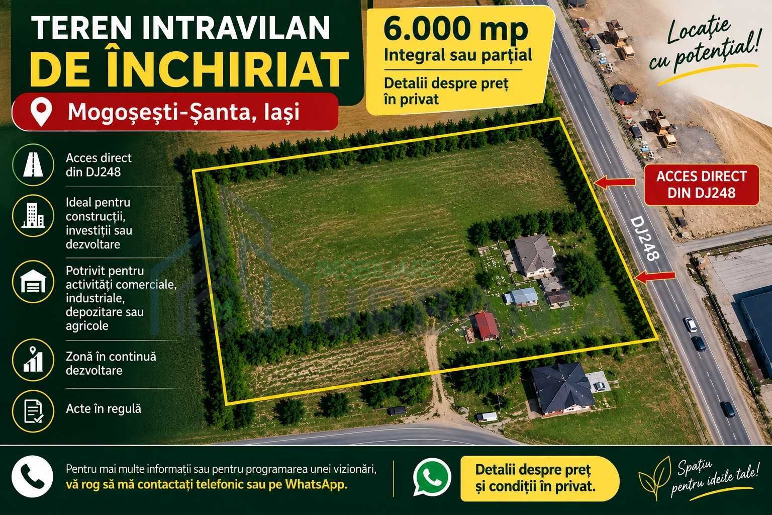 Teren intravilan de închiriat în Mogoșești-Șanta, Iași – potrivit pentru depozitare, parcare, hală sau activități comerciale - Poză 1