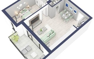 Apartament 2 camere | Etaj 3 | Balcon 10.7 mp | Turnisor - Poză 3