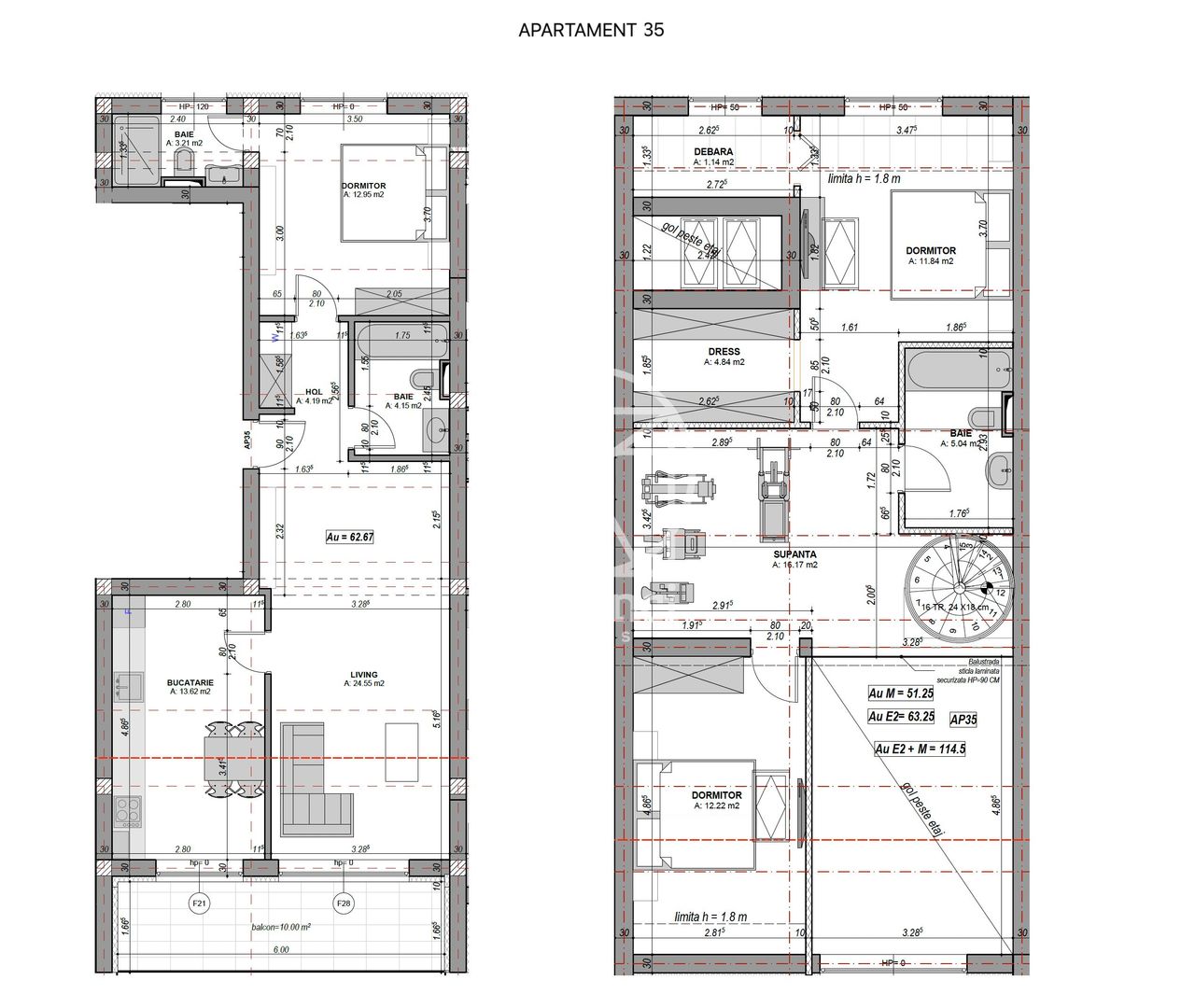 Penthouse 4 camere, 3 bai, dressing, finisat la cheie (NCL-COL-ap.35) - Poză 4