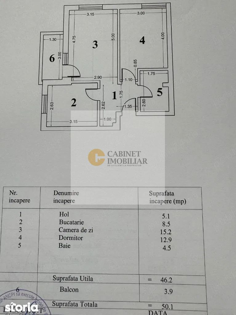 2 Camere - 50MP | Decomandat | 3/4 | Parcare Subteran | 2022 | M Pacii - Schiță 4