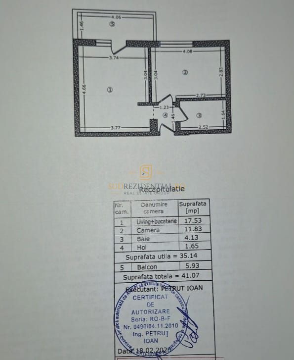 Apartament decomandat cu 2 camere de vanzare, zona Grand Arena Mall - Schiță 3