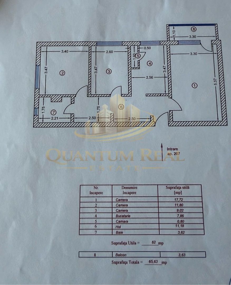 Apartament 3 camere-Obregia,Piata Straduintei,Bloc 1980 - Poză 9