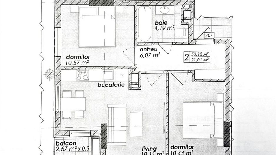 Vânzare, apartament, 2 camere, str. Poștei, Râșcani - Schiță 5