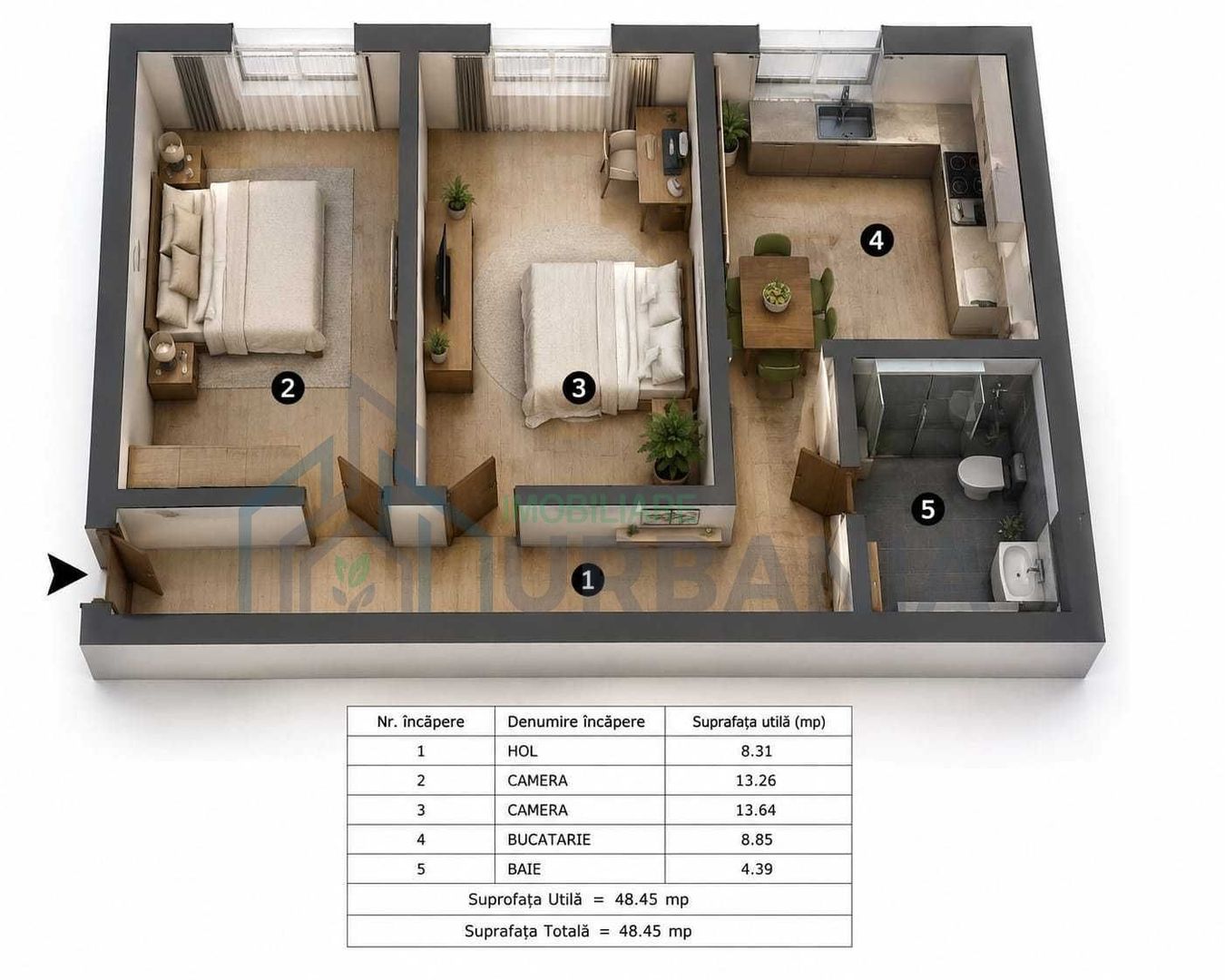Apartament 2 Camere Complet Mobilat si Utilat, CUG Valea Adanca, Bloc 2019 - Poză 7