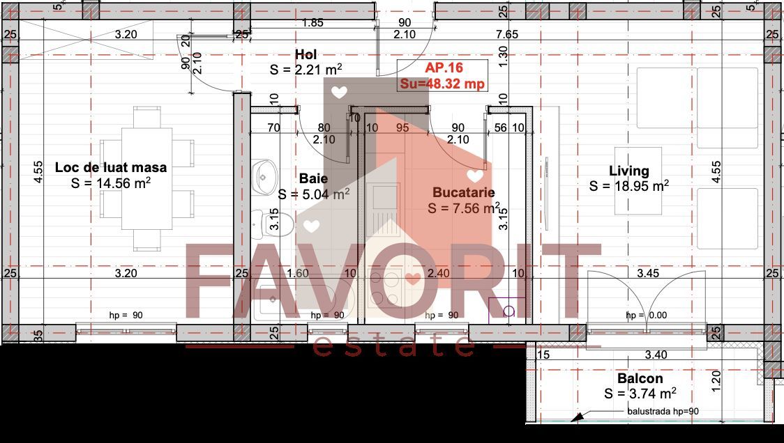 Apartament cu 2 camere decomandat in Giroc. Strada asfaltata. Loc de parcare. - Schiță 8