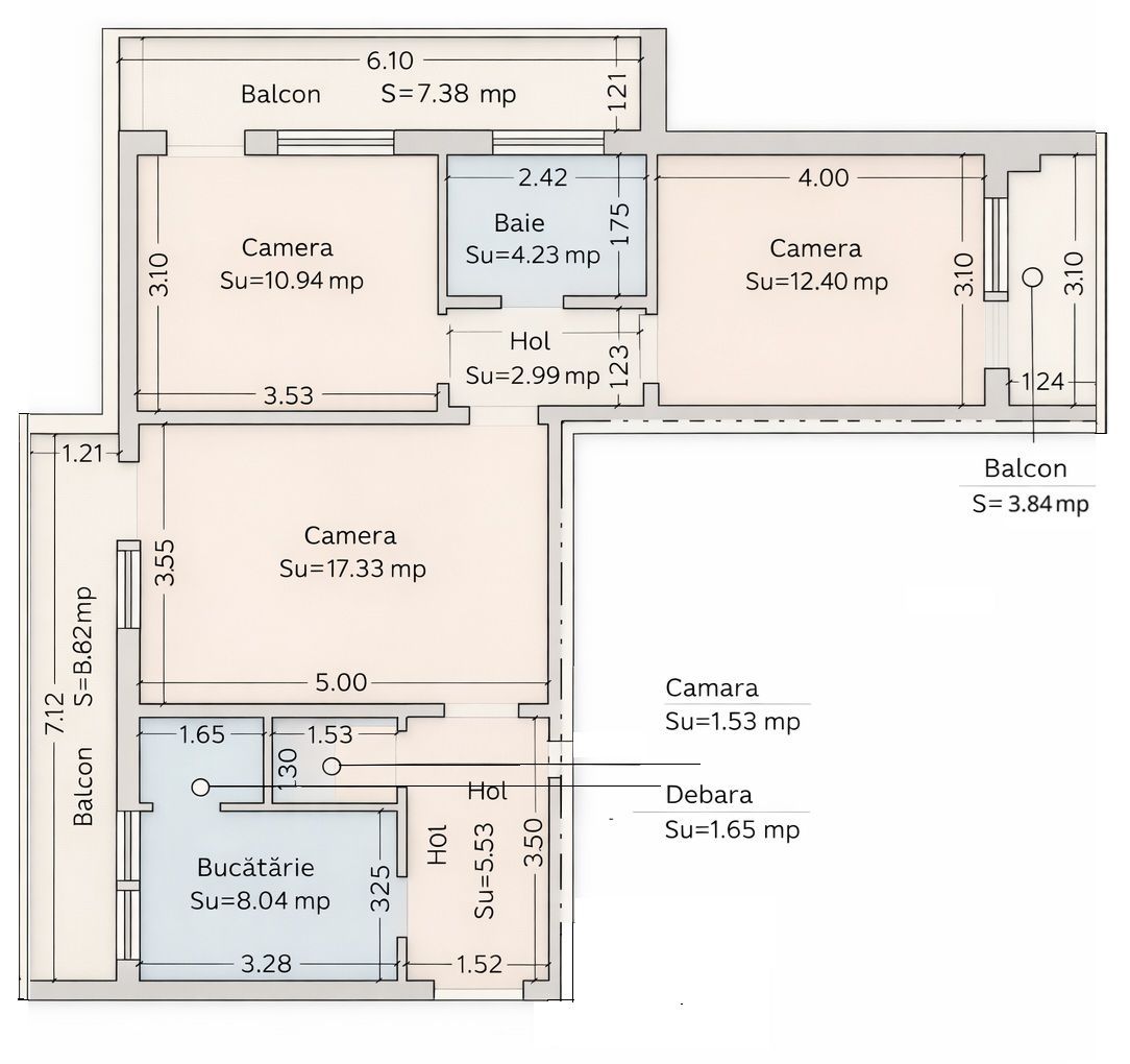 De vanzare, Bd. Ferdinand – 3 camere, 3 balcoane inchise, decomandat - Poză 14