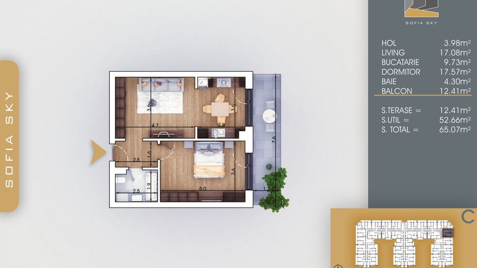 Apartament 2 camere spatios Titan Pallady  7 min Metrou Nicolae Teclu - Schiță 1