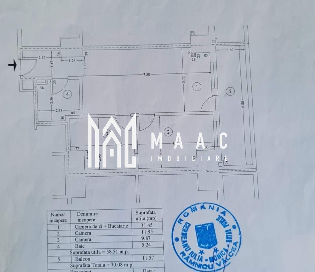 Apartament 3 camere | 70 MPU  | - Poză 7