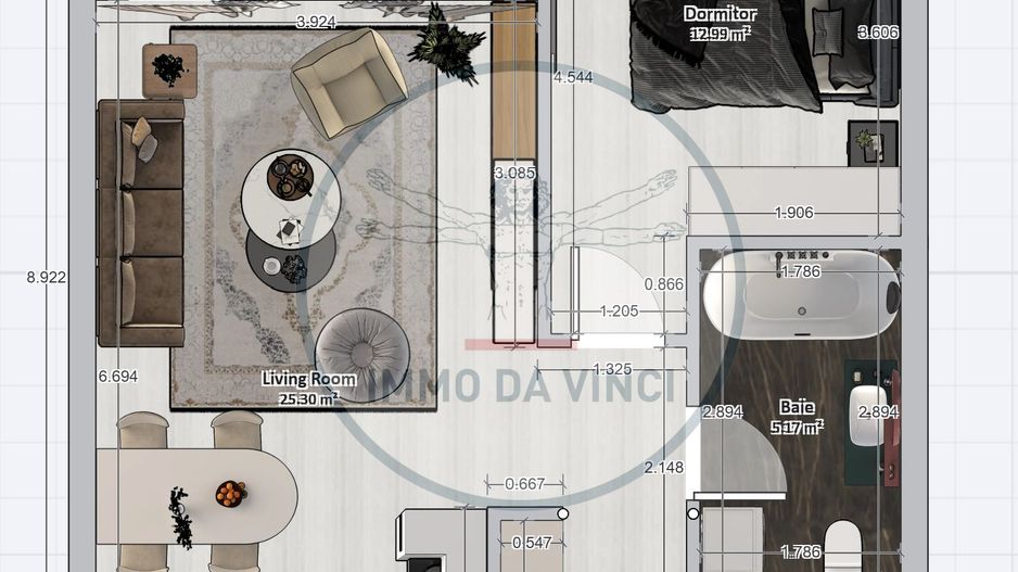 Apartament de vanzare 2 camere 57mp 2550 EUR-MP - Schiță 12