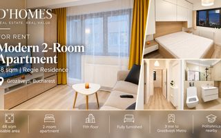For Rent | Modern 2-Room Apartment | 48 sqm | Regie Residence - Poză 1