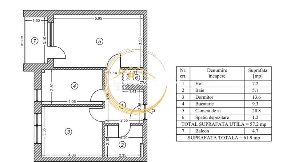 Decomandat Bucatarie inchisa Parcare demisol Ansamblu modern - Schiță 2