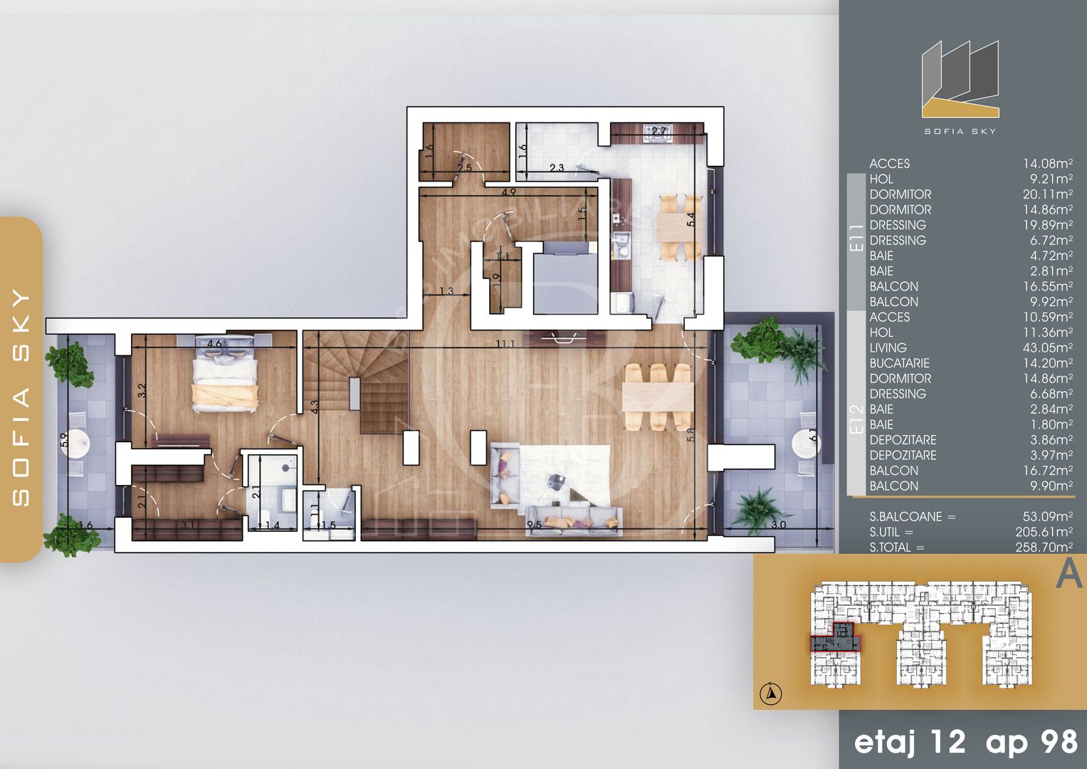 Apartament 4 camere Vedere Panoramica Mutare Rapida - Schiță 3