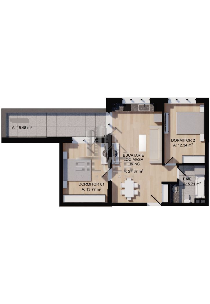 Apartament cu 3 camere/59mp/terasa 15mp/zona Eroilor. - Poză 3