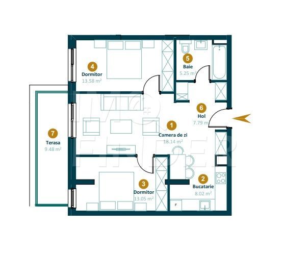 Apartament 3 camere, imobil nou finalizat cu CF, finisat, zona Intre Lacuri - Poză 13