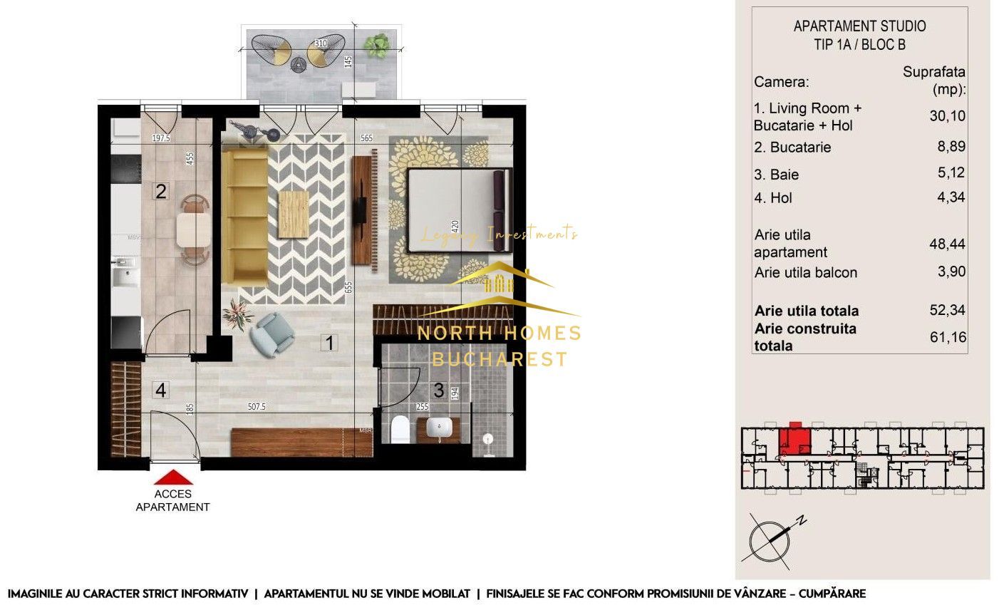 Garsoniera bloc nou, incalzire pardoseala - Metrou Sisesti, Comision 0 - Poză 5
