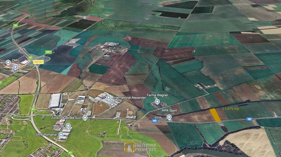 Teren industrial 13.975 mp – Zona Industrială Sud Arad, acces rapid A1 - Poză 1