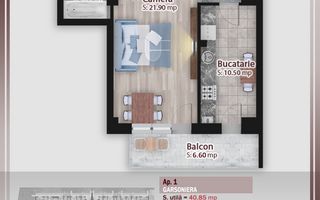 Garsoniera spatioasa -oferta lansare proiect Pallady - Schiță 1