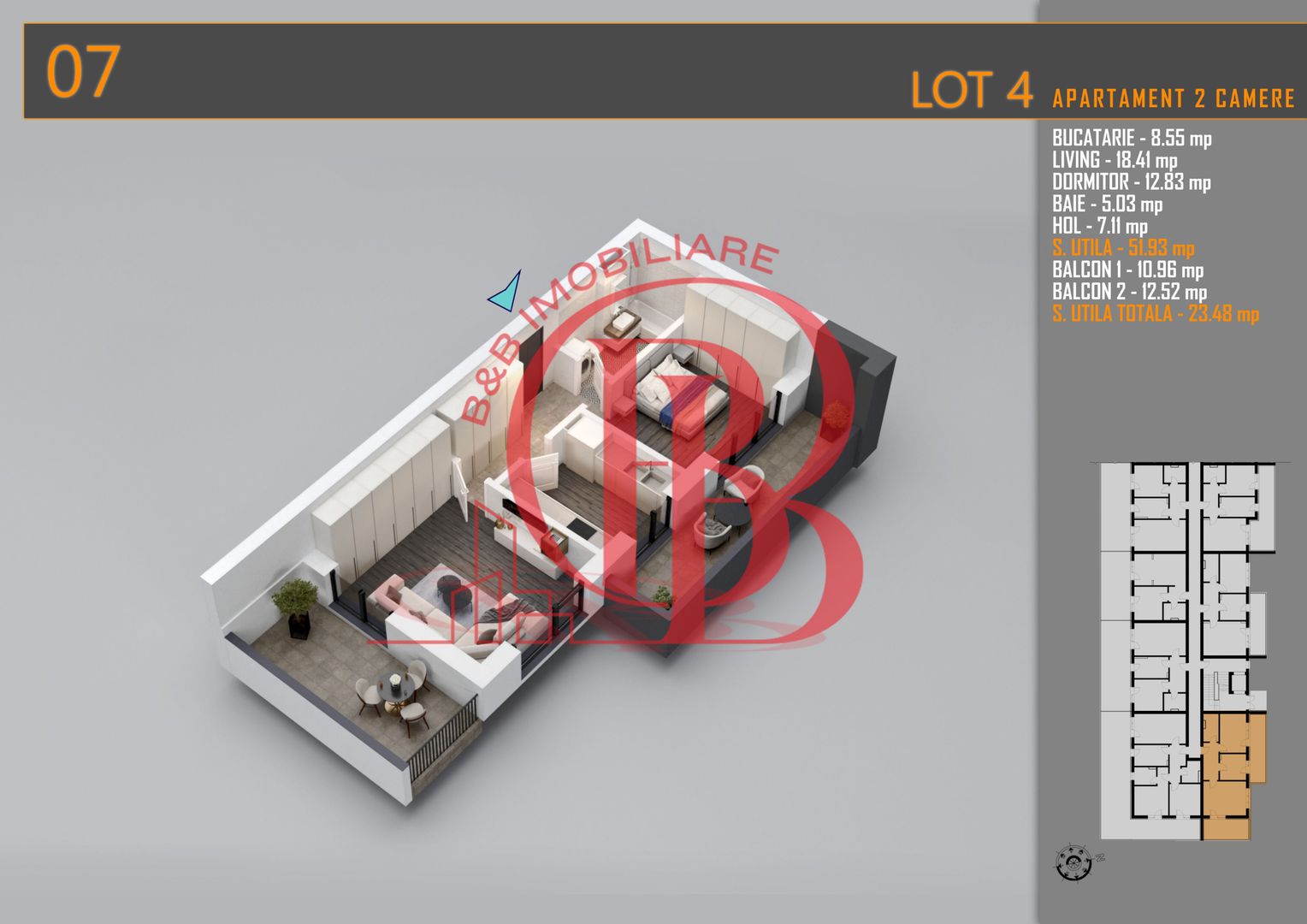 Apartament 2 camere Theodor Pallady-Metrou Nicolae Teclu - Schiță 2