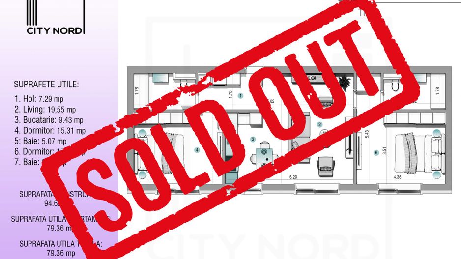 Apartament 3 camere – 80 mp utili (Parter/3) - Poză 1