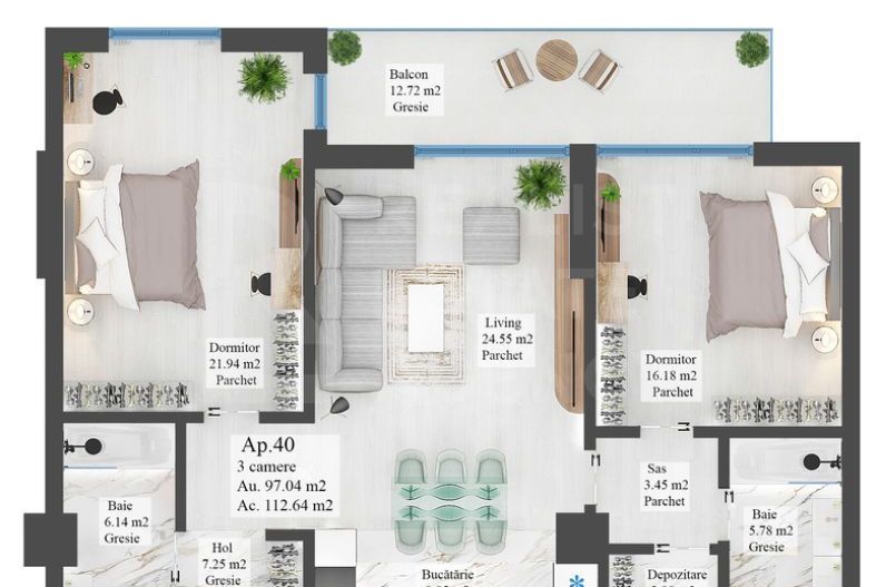 Vânzare, apartament, 3 camere, Carpathia, Brașov - Poză 9