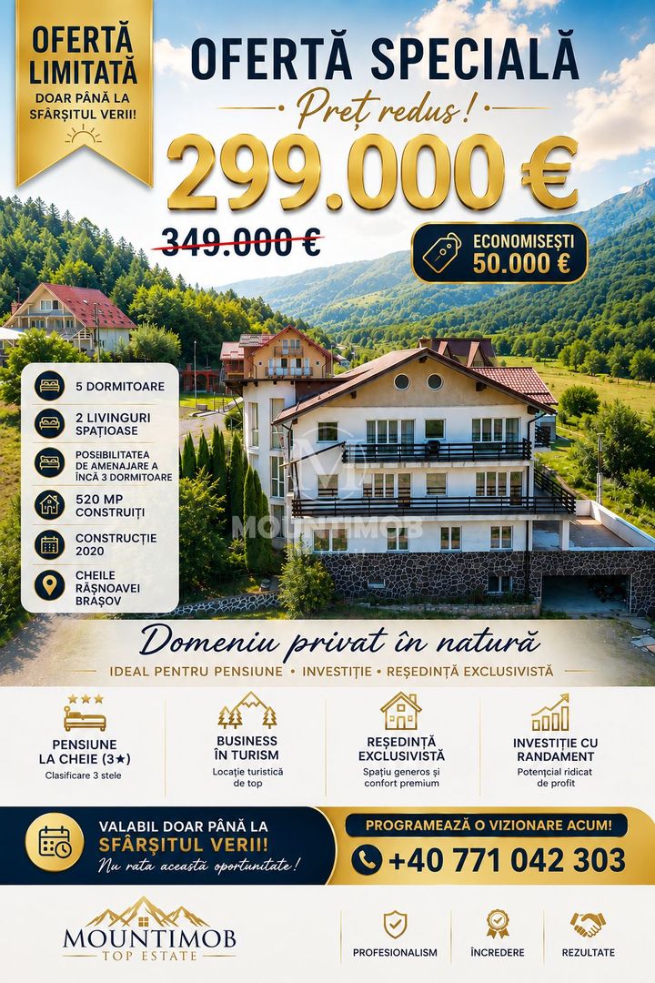 Pensiune la cheie, 13 camere, Randament ridicat, Cheile Rasnoavei - Poză 1