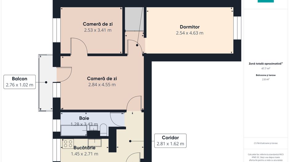 Apartament cu 3 camere complet mobilat și utilat - Poză 6