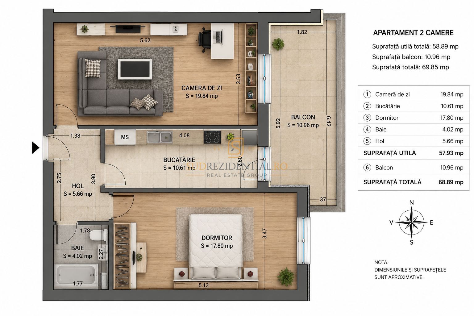 2 camere lux, 69 mp, loc de parcare, acces rapid metrou Berceni - Schiță 8