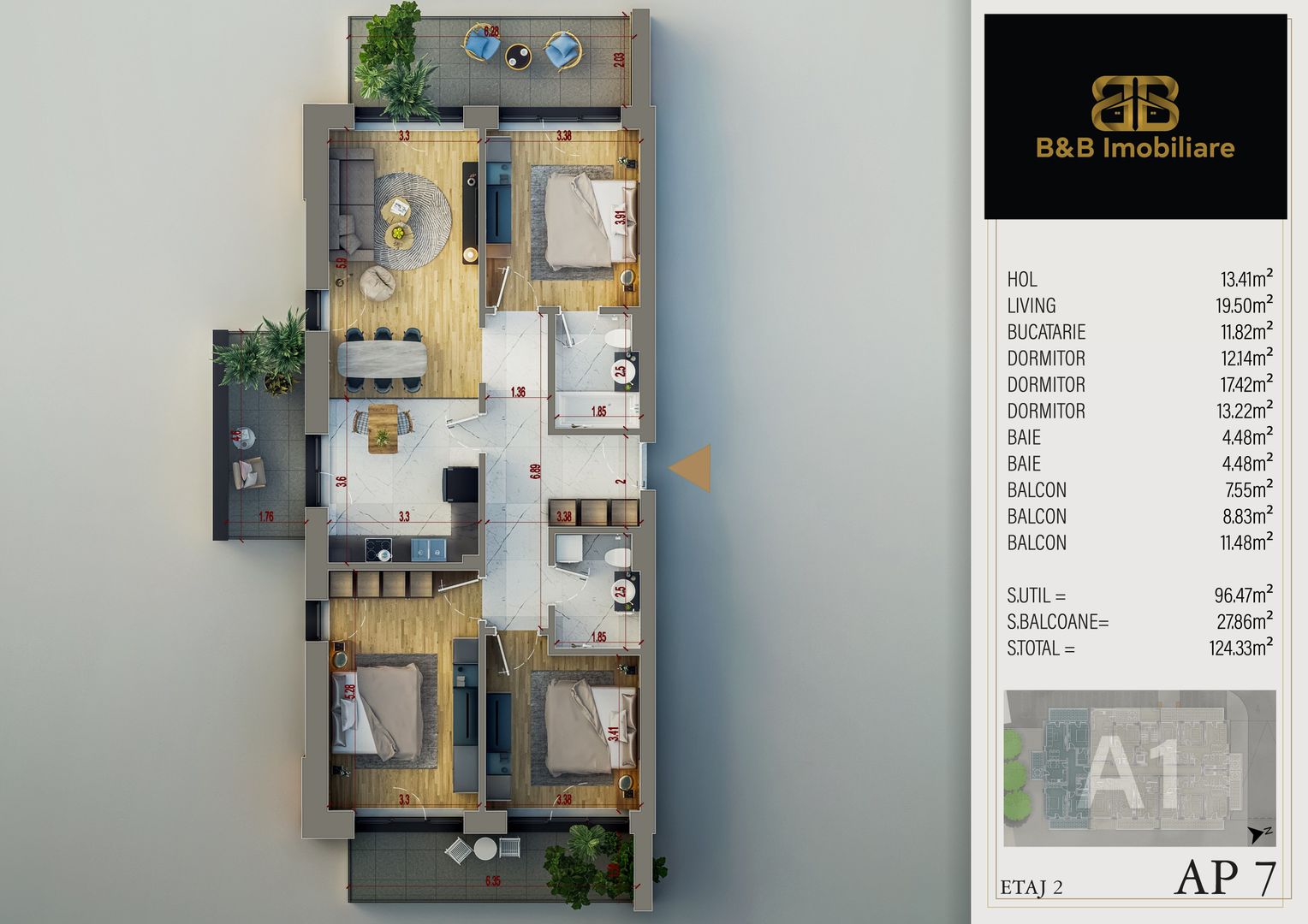 4 camere -Complex Premium-piscina in incinta pista alergare - Schiță 9