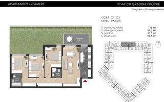 Apartament 4 camere Decomandat + Grădină Proprie - Atria Urban Resort - Poză 15