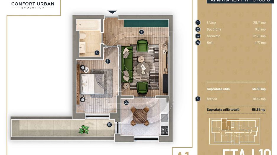 Apartament modern compartimentat, 2 camere, Pucheni-Rahova, Sector 5 - Schiță 5