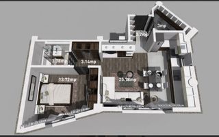 Apartament 2 camere, zona Bucium, bloc nou, intabulat, etaj 1, 53 mp - Poză 5