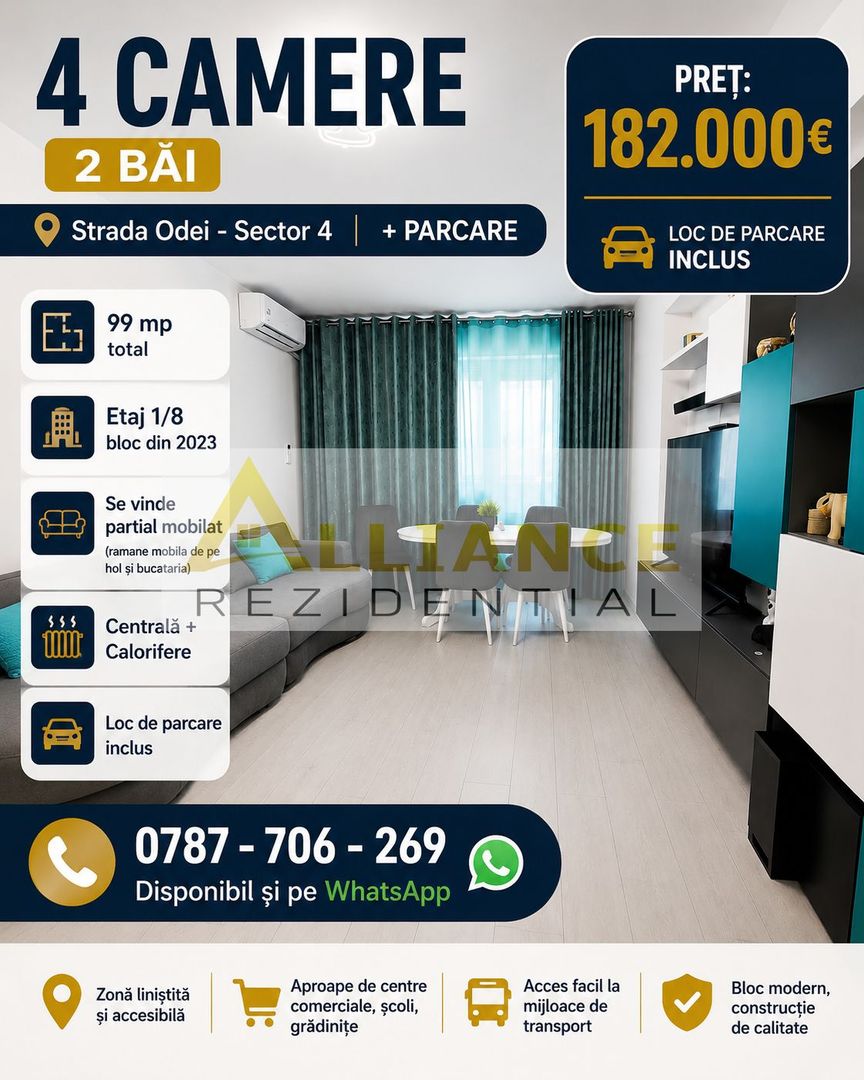 4 CAMERE 2 BĂI - Strada Odei - Sector 4 + PARCARE - 180.000€ - Poză 1