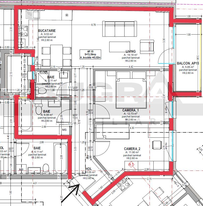 Apartament de 3 camere, 79mp, bloc nou 2026, zona Piata M.Viteazul - Poză 1