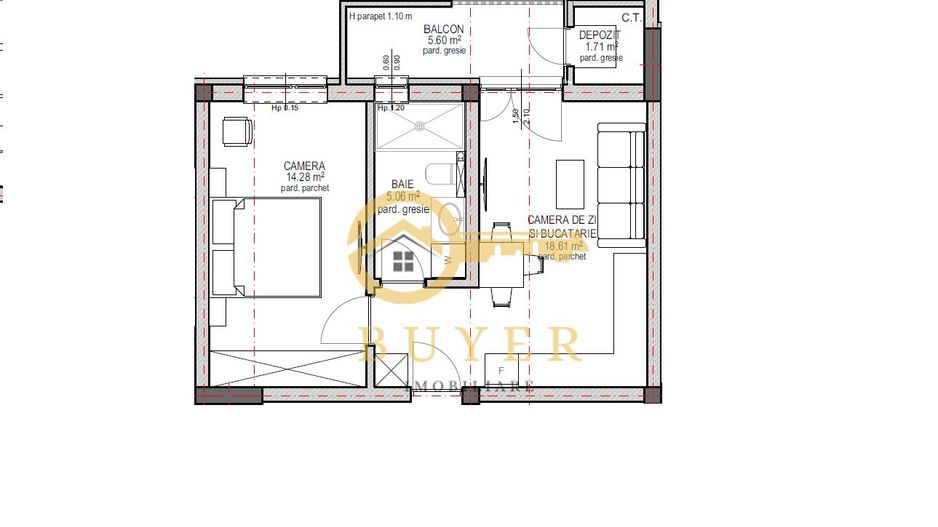 Apartament cu 2 camere si gradina, in Sibiu - bloc nou, cu lift - Poză 3