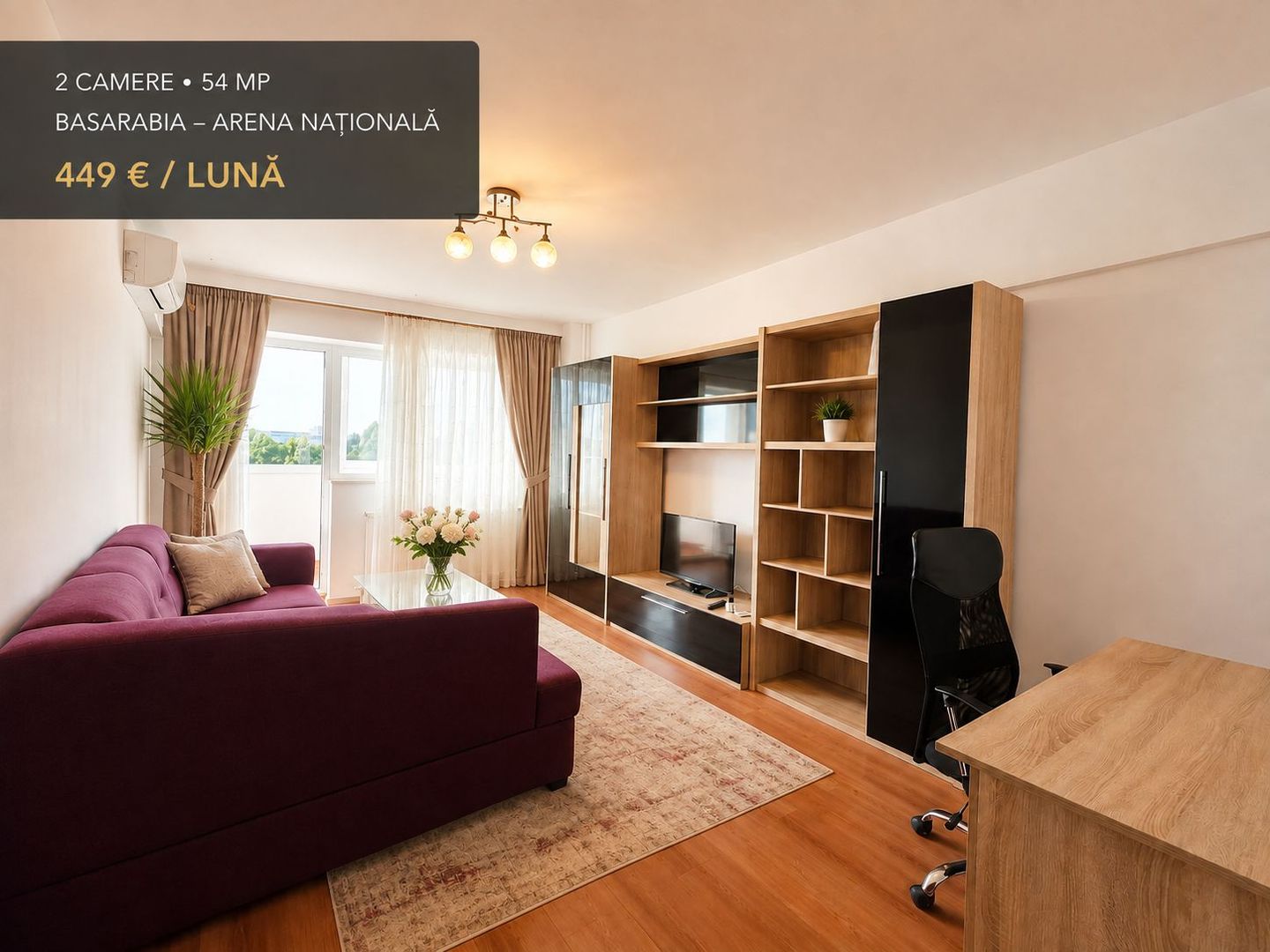 Apartament 2 camere | 54 mp | Basarabia–Arena Națională | Balcon - Poză 1