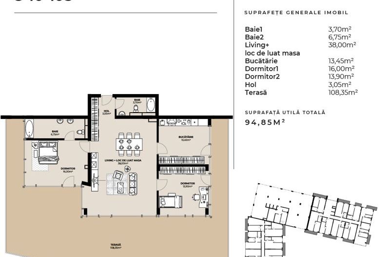 🏡 Apartament exclusiv cu 3 camere și terasă spectaculoasă de 108 mp | - Poză 3
