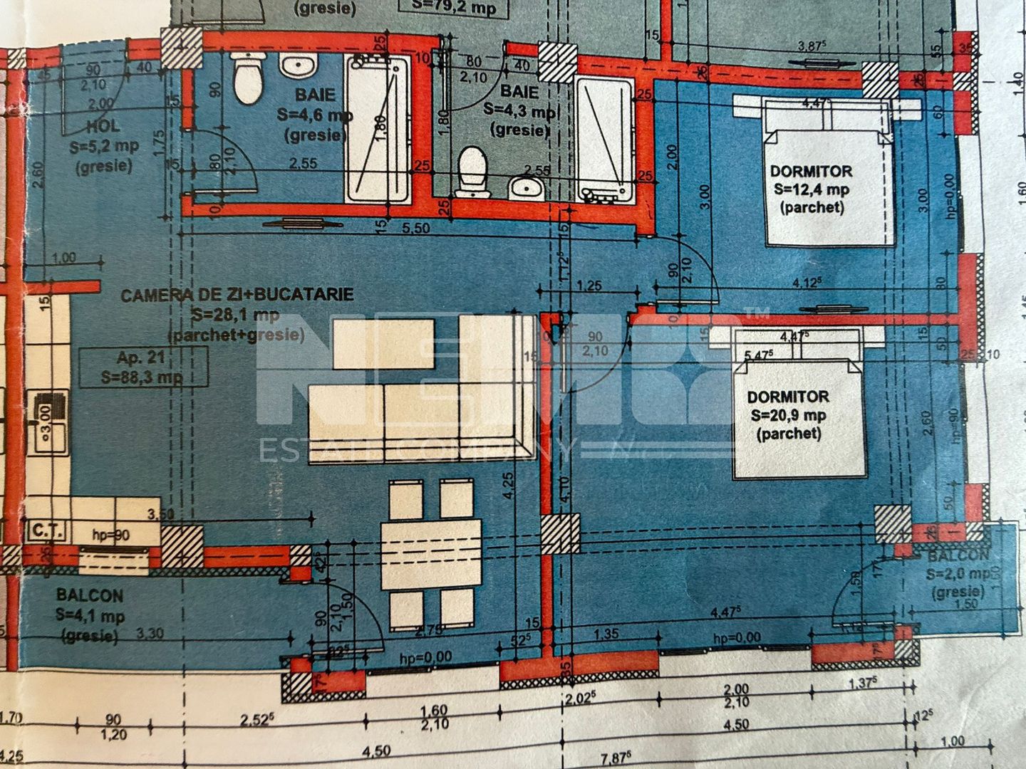 APARTAMENTE NOI | 130.000 Euro | 3 CAMERE | 88,3 mp - Poză 8