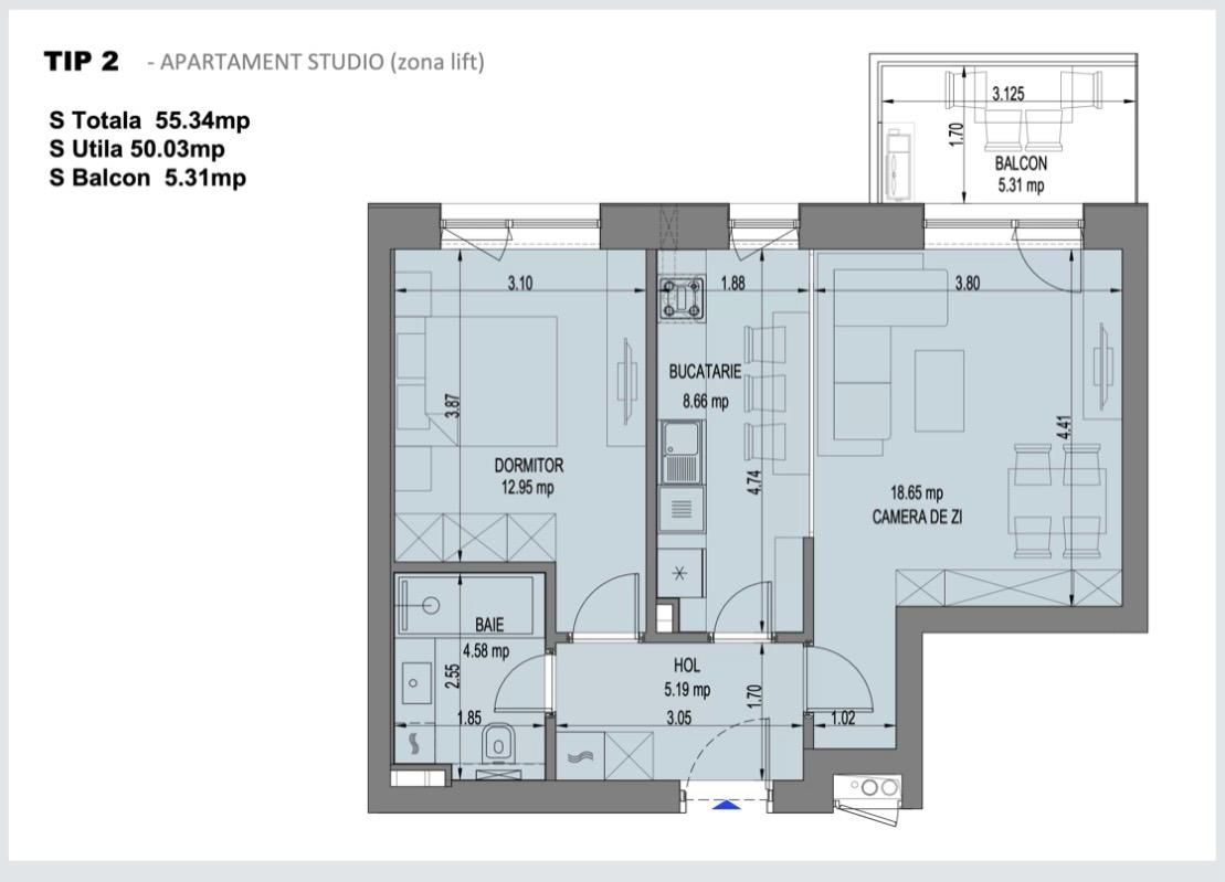 Apartament 2 camere I Nusco City Faza 2 I 159500 + Tva - Poză 7