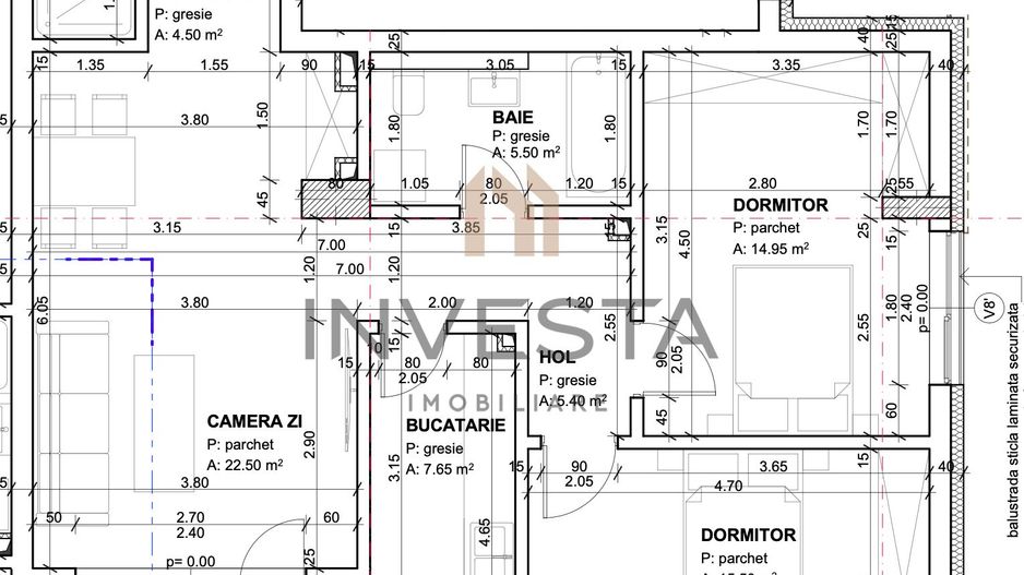 Apartament 3 camere 79 mp cu terasa, bloc nou, cartier Andrei Muresanu - Schiță 2