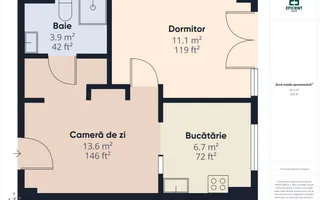 De închiriat - Apartament cu 2 camere -  Zona Confecții - Arad - Poză 16