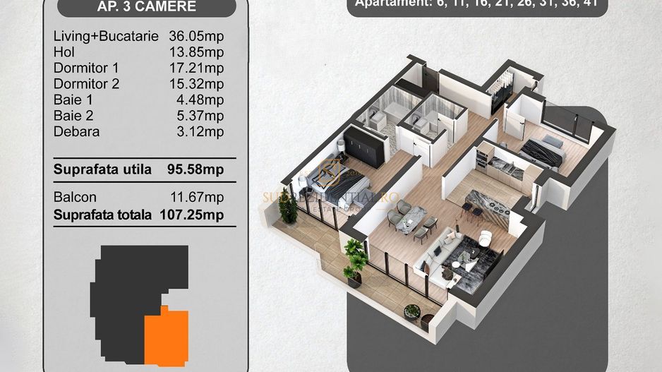 Apartament 3 camere – zona Panduri,  107 mp total decomandat - Poză 1