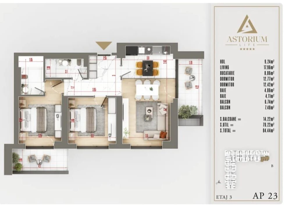 AP. 3CAM. DECOMANDAT,FINISAJE UPPER PREMIUM /  PROIECT ASTORIUM! - Poză 1