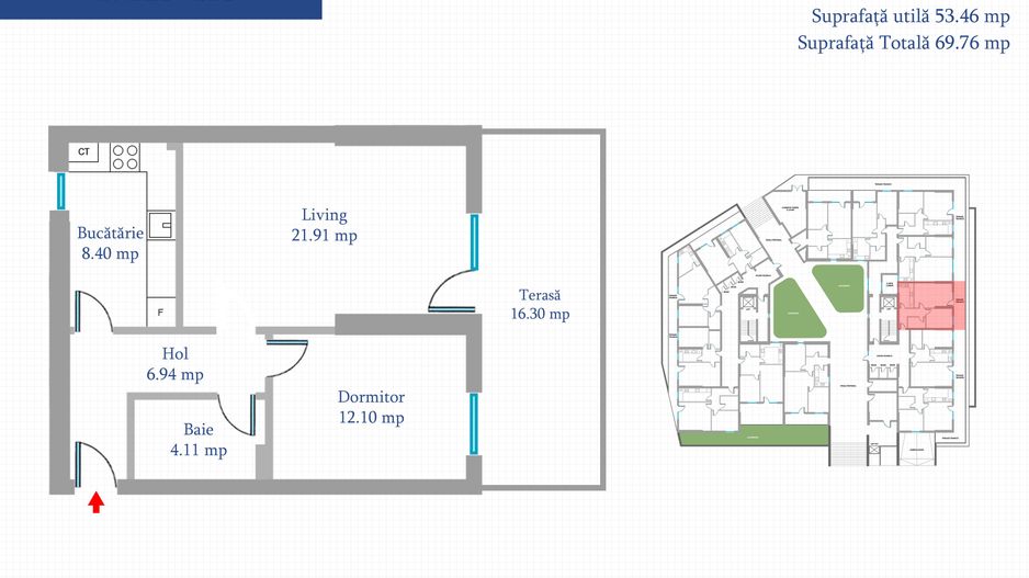Metrou Preciziei, 2 Camere - 53 mp+16 mp balcon, BLOC NOU, CENTRALA PROPRIE - Poză 8