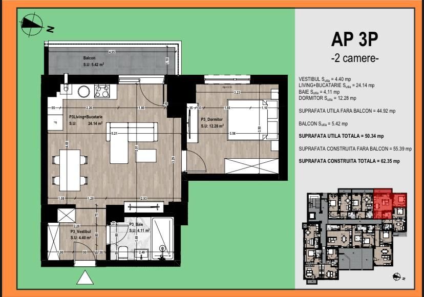 Apartament de vanzare cu 2 camere Otopeni - Poză 3