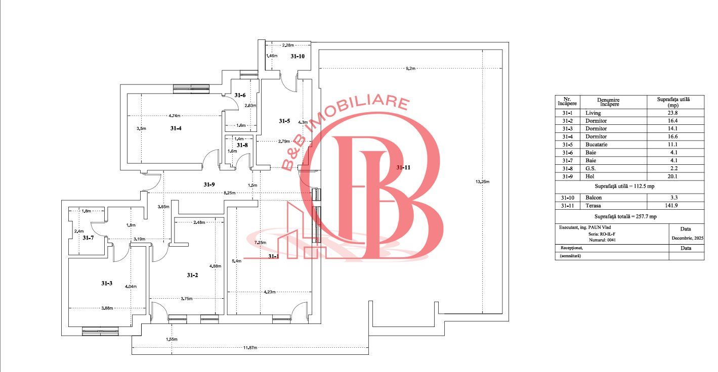Apartament 4 camere cu Terasa 142mp-Finalizat-Theodor Pallady - Schiță 1