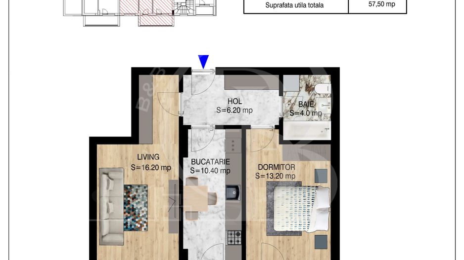 2 camere decomandat   Pallady Metrou Nicolae Teclu - Schiță 17