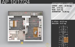 Oferta Lansare 2 camere bloc boutique  parcul Teilor - Schiță 1